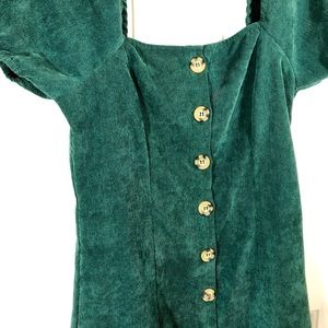 Green Corduroy Button-up Dress
